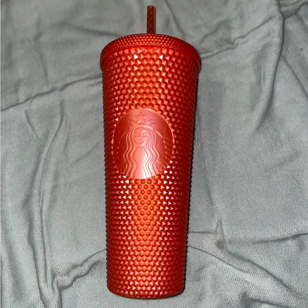 Starbucks Orange Tumbler with Straw